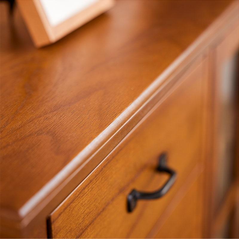 キャビネット 120 完成品 食器棚 収納 天然木 無垢材 木製 ガラス