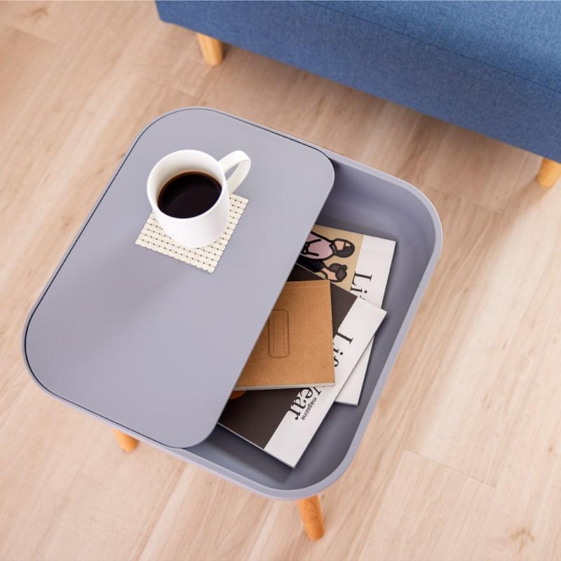 サイドテーブル ミニテーブル 軽い スクエア 四角 コード通し付