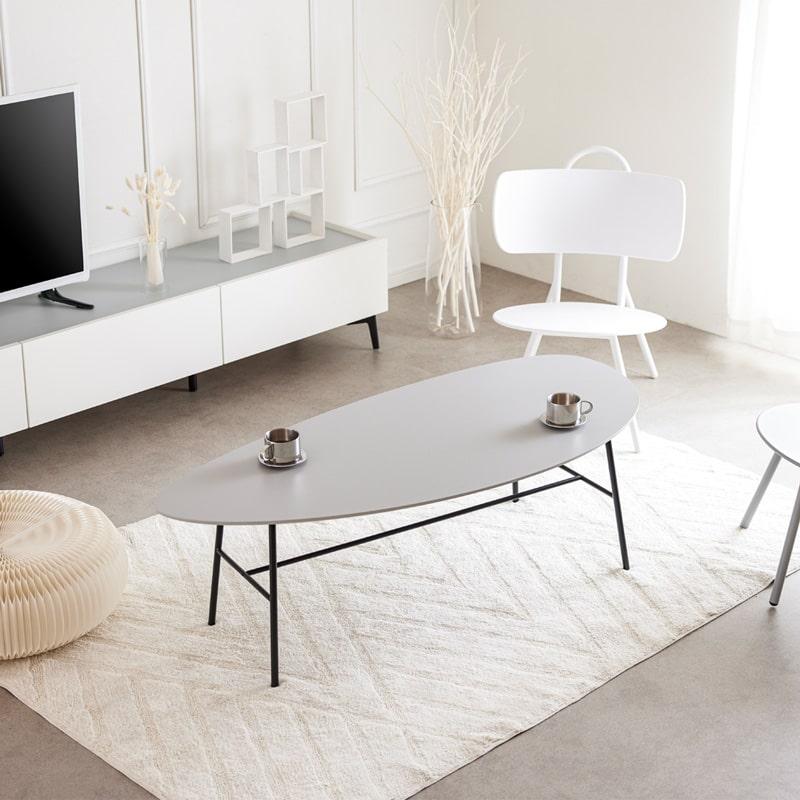 センターテーブル リビングテーブル ローテーブル 130cm 楕円 メラミン