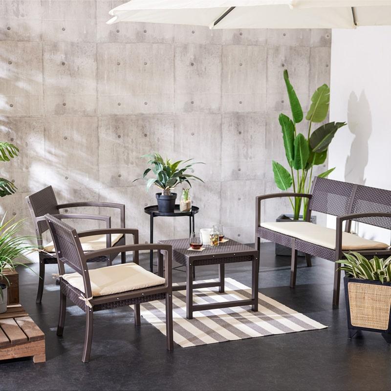 ガーデンリビング 4点セット ガーデンテーブル ガーデンソファ 軽い