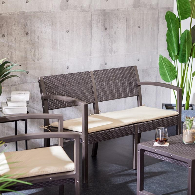 ガーデンリビング 4点セット ガーデンテーブル ガーデンソファ 軽い