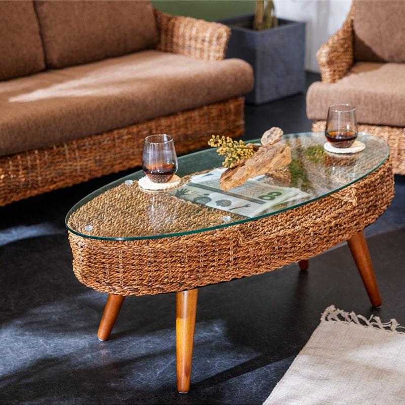 あと１台 在庫処分セール アジアン家具 ヒアシンスローテーブル ガラス リゾート あと1台 在庫処分セール アジアン家具 ヒアシンスローテーブル ガラス