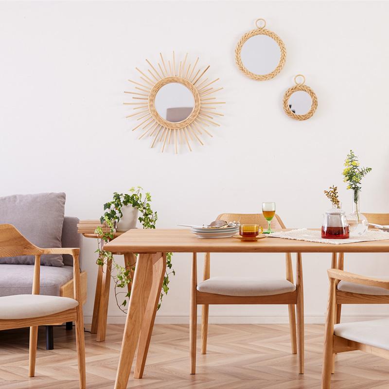 ミラー 壁掛け 60cm ラタン 壁掛けミラー 鏡 丸型 軽量 玄関 リビング