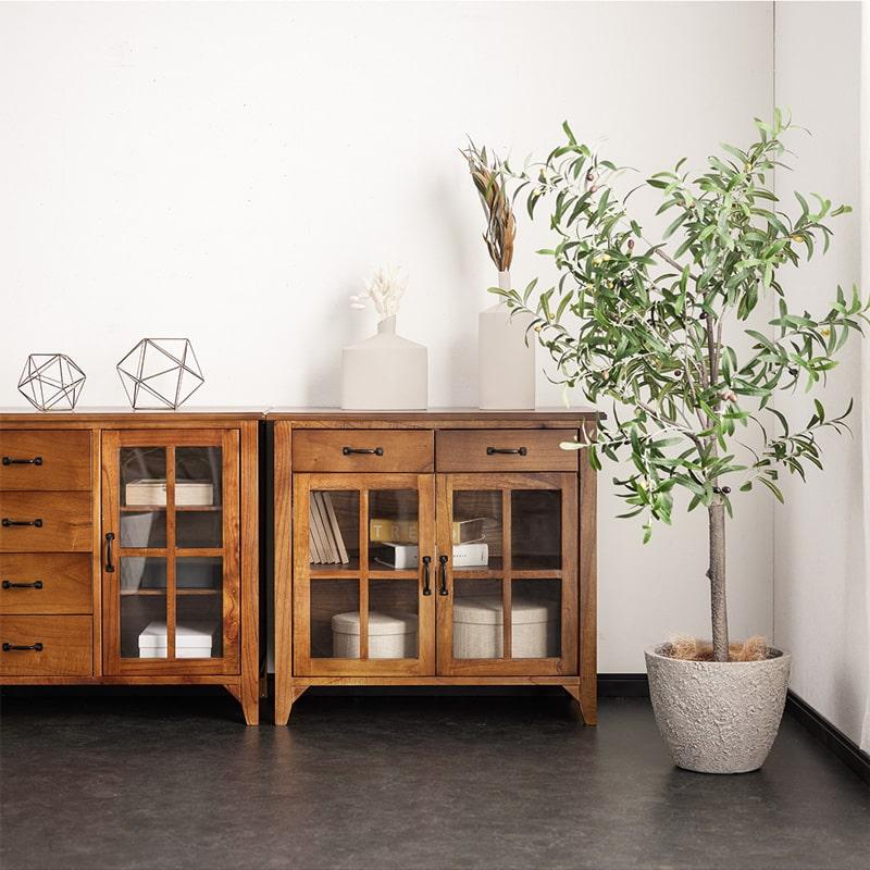 キャビネット 80 完成品 チェスト 収納 脚付き 無垢 木製 ミンディ