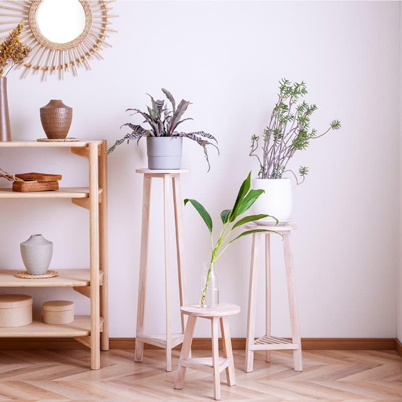 プランターベース Lサイズ フラワーベース 観葉植物 植物置き 花台 プランター 花 棚 飾り台 木製 ミンディ リビング おしゃれ 北欧 ホワイト ブラウン 0468の画像
