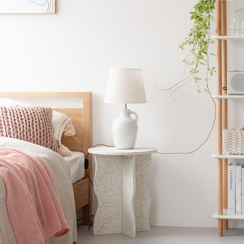 テーブルライト テーブルランプ 間接照明 丸 陶器 ファブリック 白