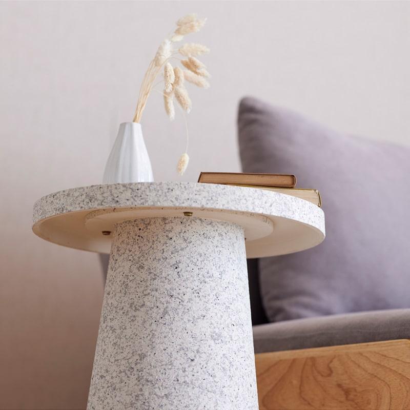 サイドテーブル テーブル 丸 円 テラゾー 石目柄 セメント 寝室