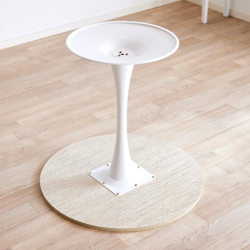 ラウンドテーブル 直径80cm カフェテーブル 木製 大理石調 ホワイト脚 