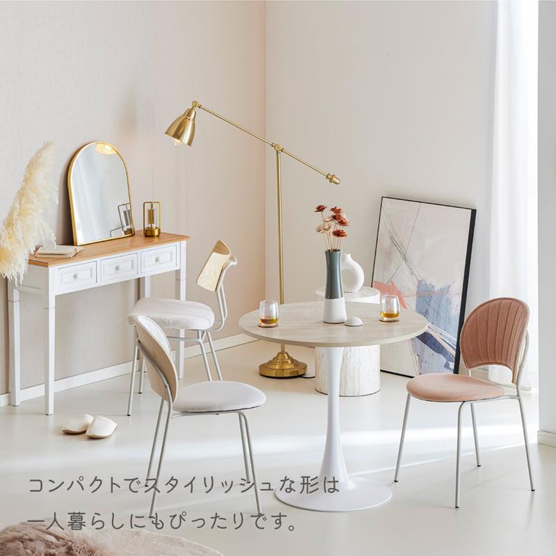 ラウンドテーブル 直径80cm カフェテーブル 木製 大理石調 ホワイト脚 