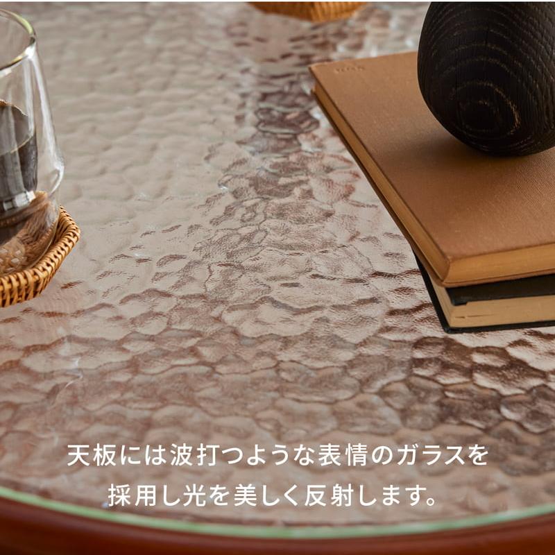 サイドテーブル 直径60cm ラタン ガラス 丸 丸型 円形 おしゃれ 籐製