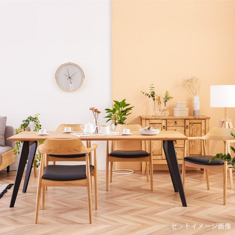 ダイニングテーブル 180cm 単品 4人掛け 5人 6人 食卓テーブル 天然木 無垢 オーク ナチュラル 木製 黒脚 北欧 モダン おしゃれ シンプル カインドAの画像