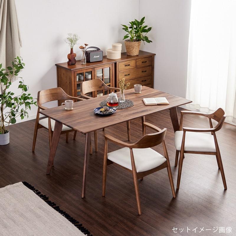 ダイニングテーブル 150cm 単品 4人掛け 5人 食卓テーブル 天然木 無垢 ウォールナット 木製 黒脚 北欧 モダン おしゃれ シンプル カインドAの画像