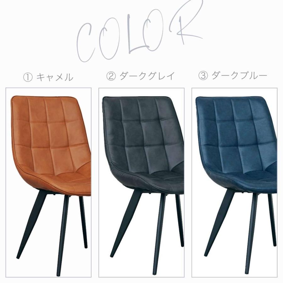 ダイニング チェア 2脚セット レザー 調 アンティーク 調 ダイニングチェアー 椅子 アイアン ヴィンテージ おしゃれ キャメル 黒 ブラック ブルー ラテス