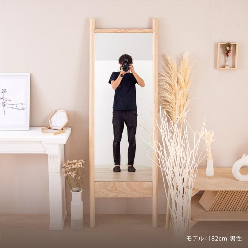 Living&Journey 全身鏡 姿見 スタンドミラー 木製 無垢材 白木 Living&Journey 全身鏡 姿見 スタンドミラー 木製 無垢材 白木