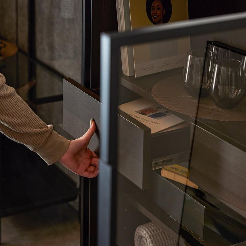 ≪組立・設置配送付き≫ ガラスキャビネット ガラス収納 幅90 高さ120