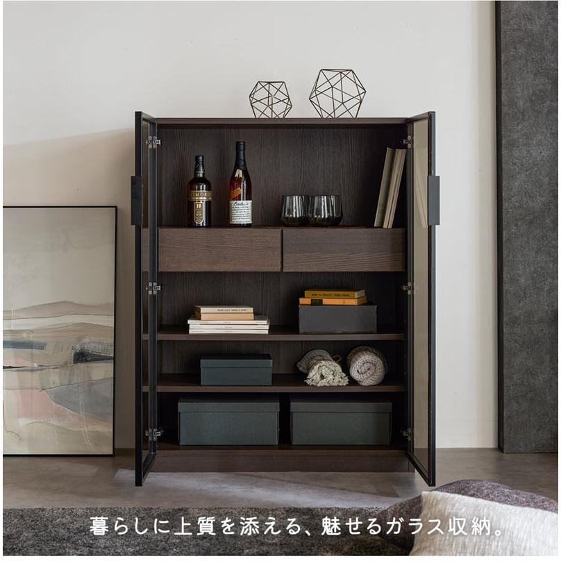 ≪組立・設置配送付き≫ ガラスキャビネット ガラス収納 幅90 高さ120