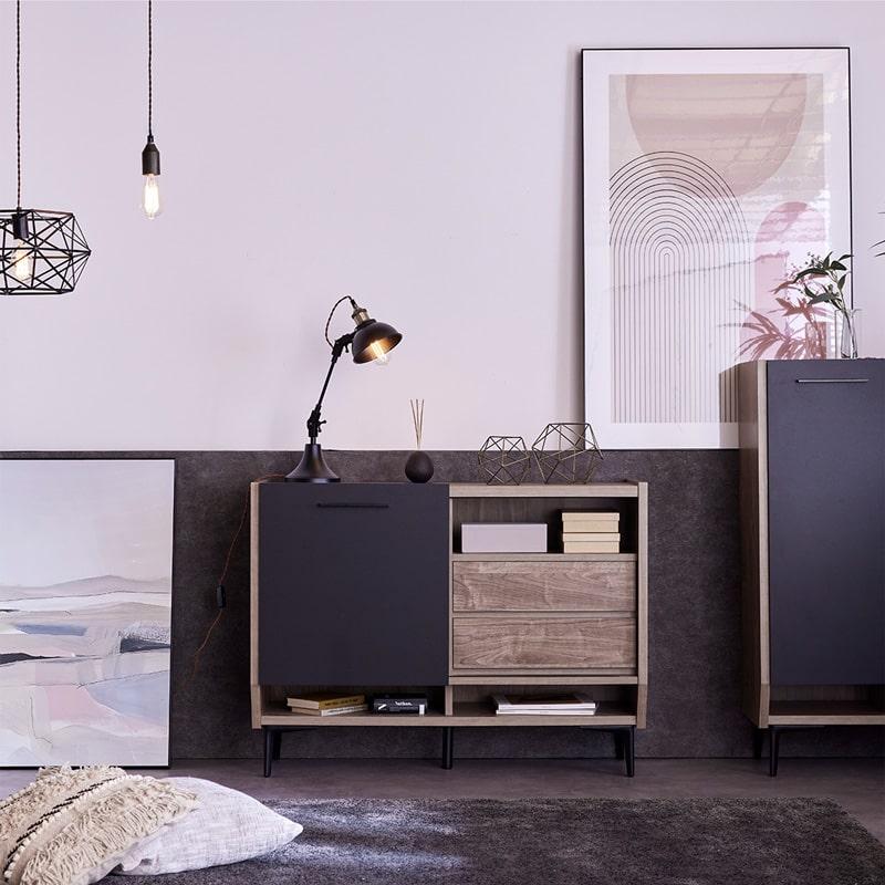 サイドボード キャビネット 幅110cm 日本製 本体完成品 木製 アイアン