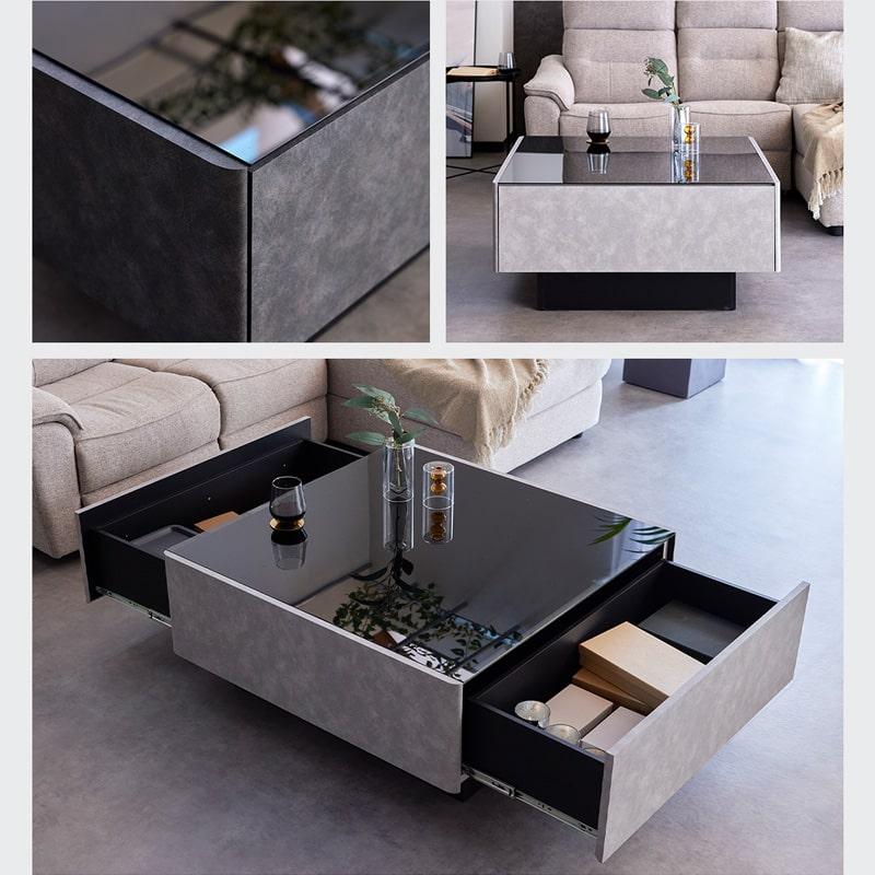 モルタルブラック センターテーブル 90×90cm モルタルブラック センターテーブル (90x90) g6185]【幅90cm】Noir