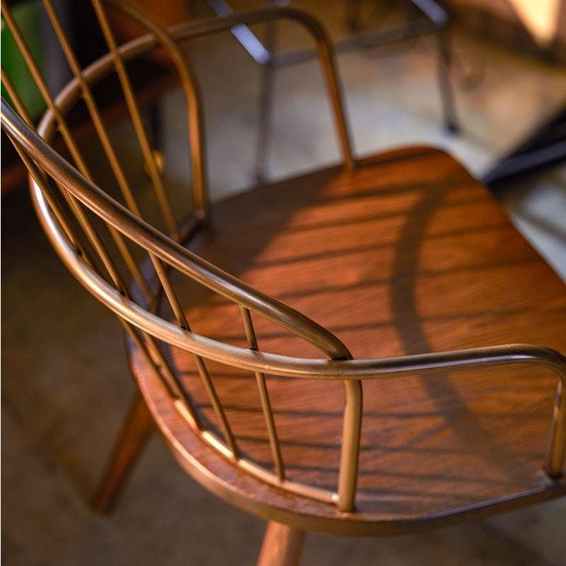 ダイニングチェア 椅子 木製椅子 肘付き 無垢 スチール