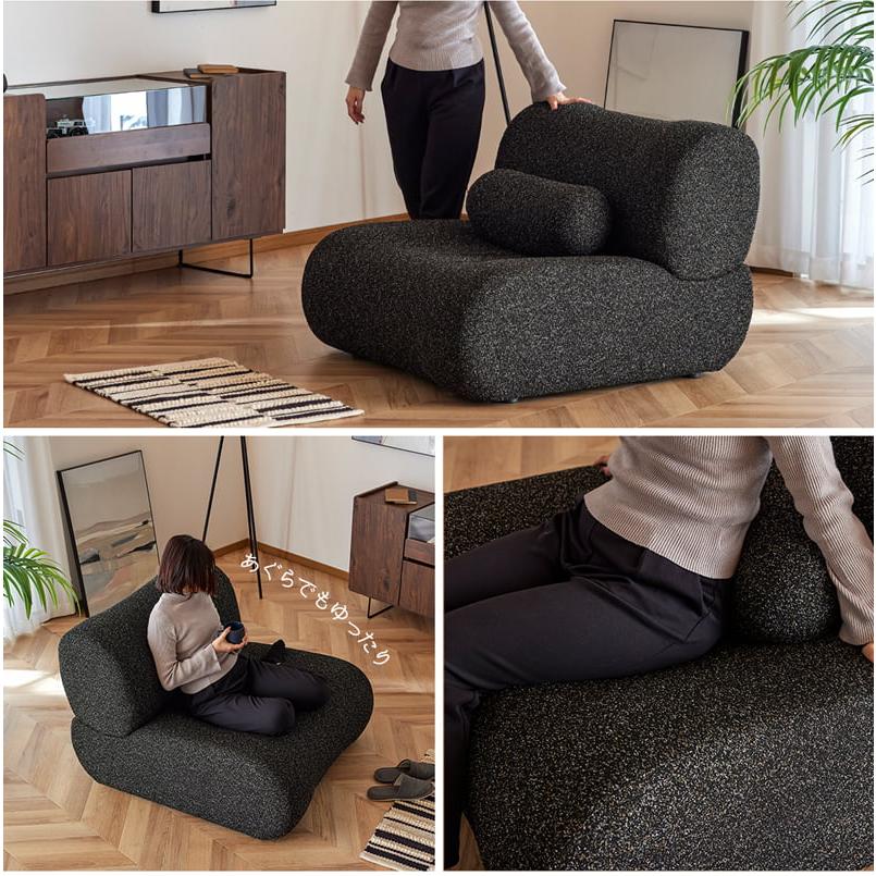 1.5Pソファ 1.5人掛けソファ W96cm オレンジ ブラック コンパクト