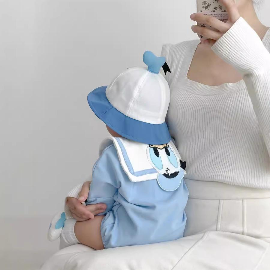 キャラクターベビー服 セットロンパース 可愛いドナルドダック風 帽子