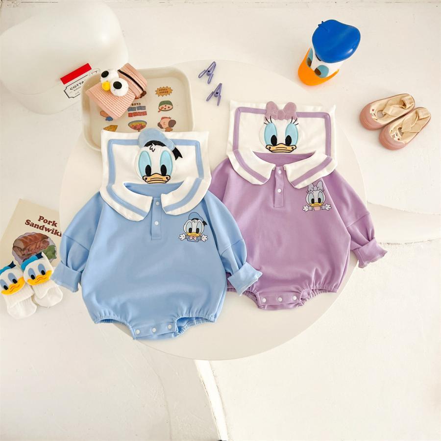 キャラクターベビー服 セットロンパース 可愛いドナルドダック風 帽子