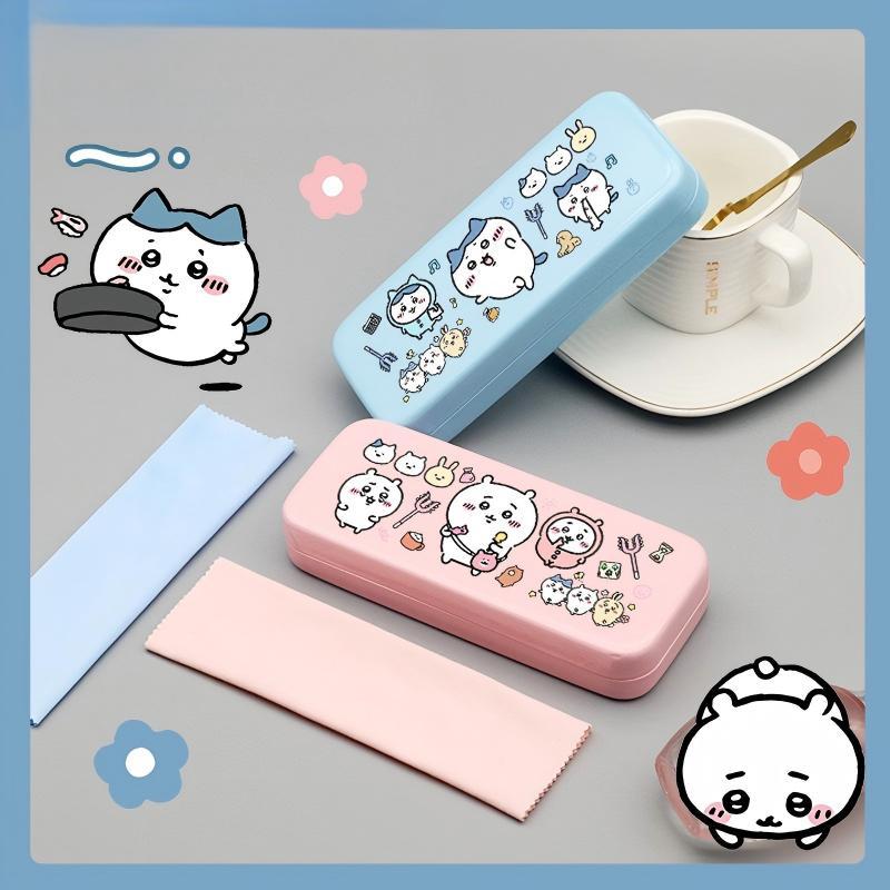 ちいかわ メガネケース リール付きカラナビ うさぎ ちいかわ メガネケース ハチワレ うさぎ 眼鏡入れ ハードケース