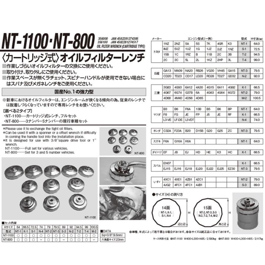 KOTO NT-1100 カートリッジ式オイルフィルターレンチセット 新品
