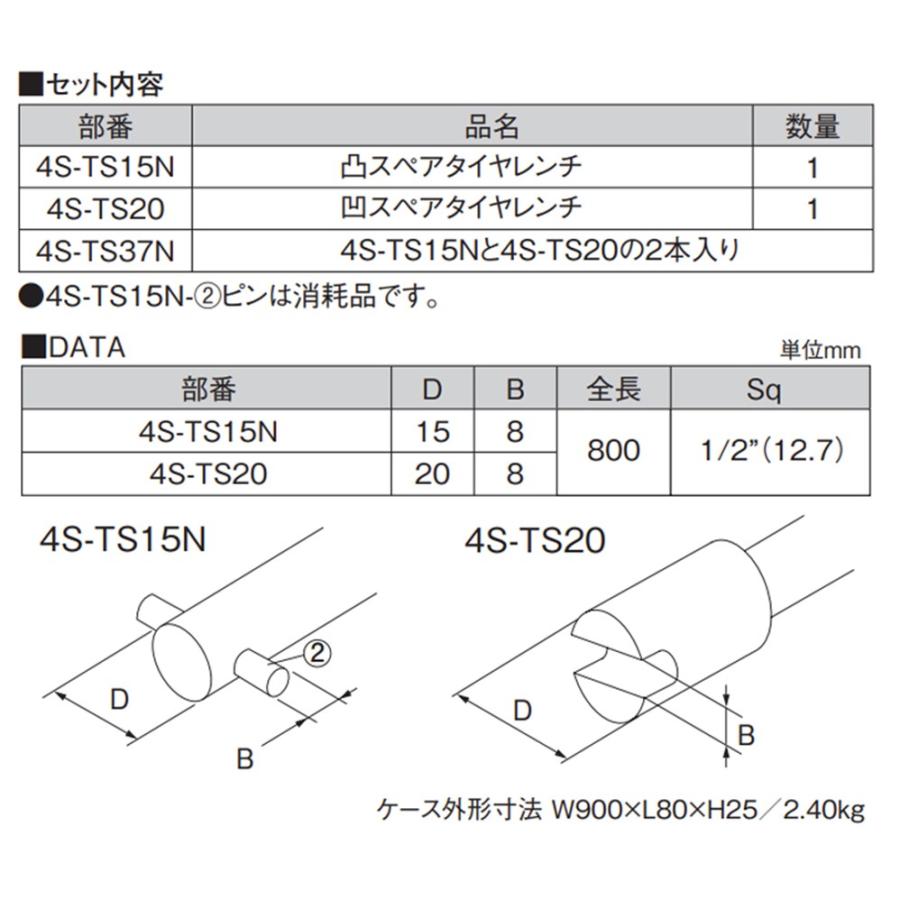 KOTO 4S-TS37N スペアタイヤレンチ2本セット 新品 : CarParts SORA