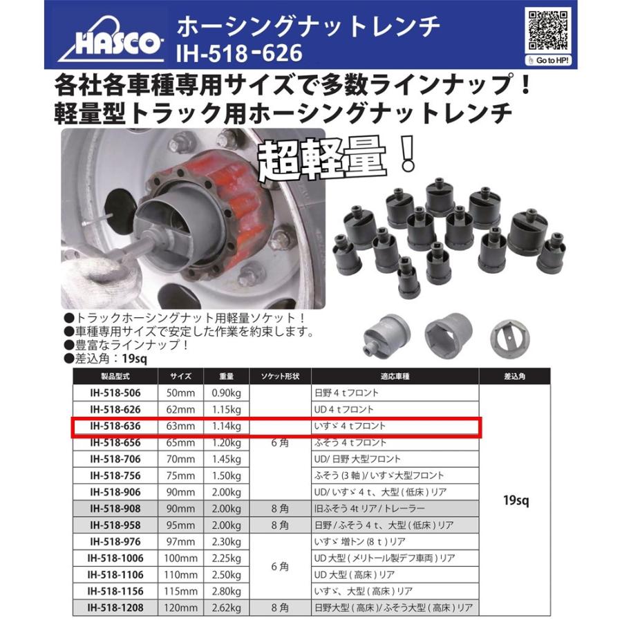処分品 HASCO IH-518-636 ホーシングナットレンチ 63mm六角 新品 : CarParts
