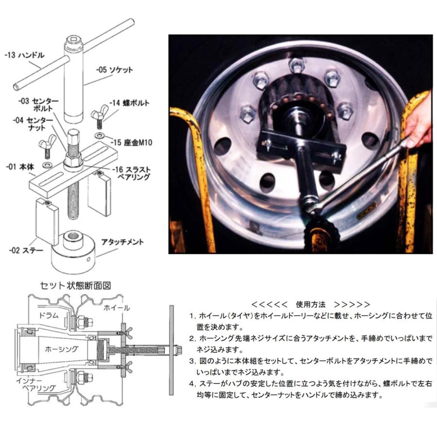 HASCO ホイールハブインサーター(4トン〜大型用アタッチメント6種入り 