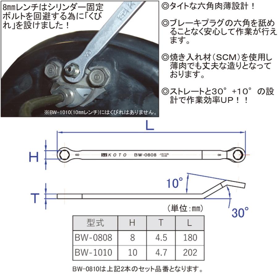 KOTO ブレーキブリーダープラグレンチ 8mm/10mm 2本セット BW-0810