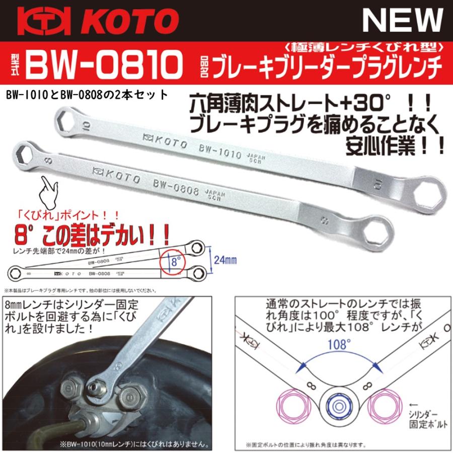 KOTO ブレーキブリーダープラグレンチ 8mm/10mm 2本セット BW-0810