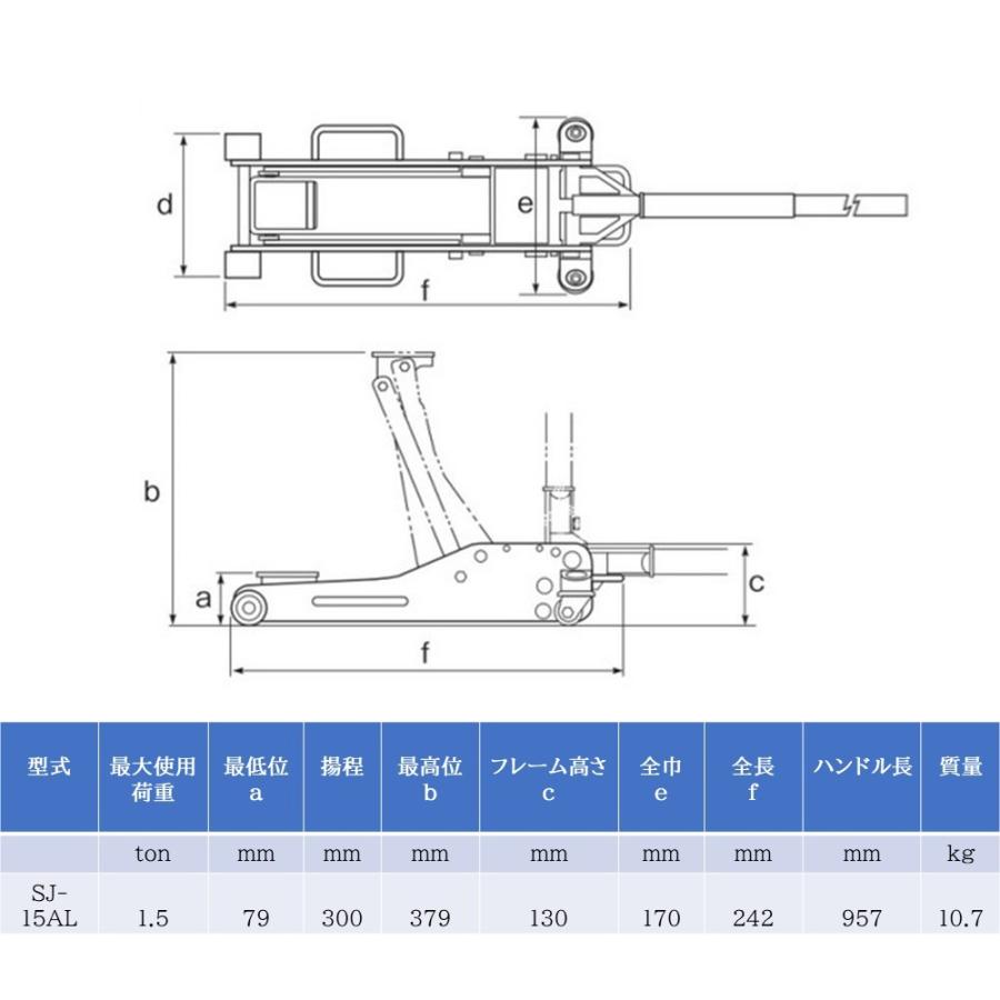 マサダ SJ-15AL 手動式アルミジャッキ 1.5トン [直送] 新品｜sora-enterprise｜03