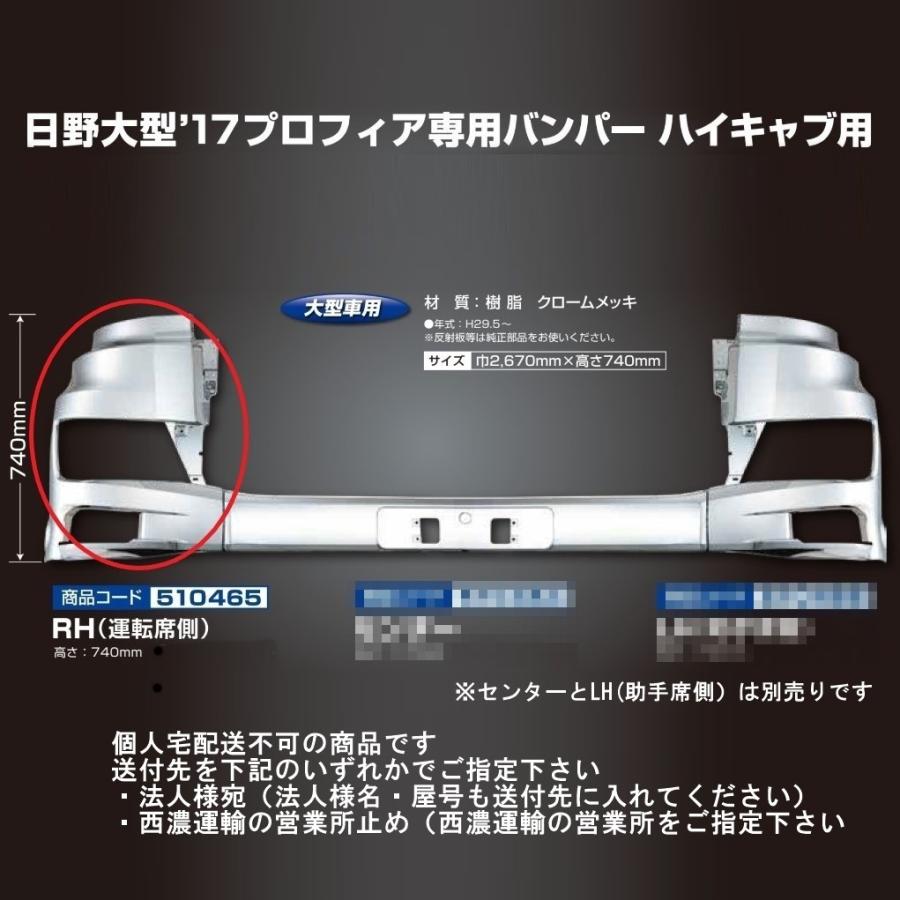 ジェットイノウエ メッキフロントバンパー 右側のみ 日野 '17