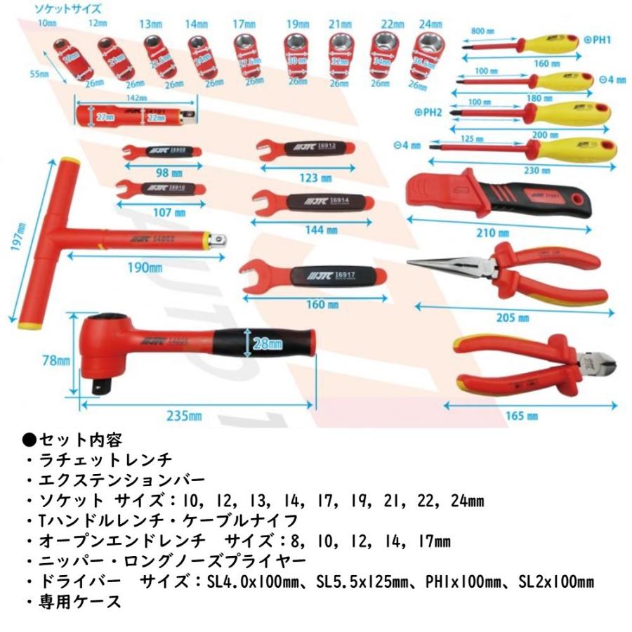 JTC(工具) JTCI018 絶縁工具セット 差込12.7mm 1/2 JTC(工具) JTCI018 絶縁工具セット 差込12.7mm 1/2