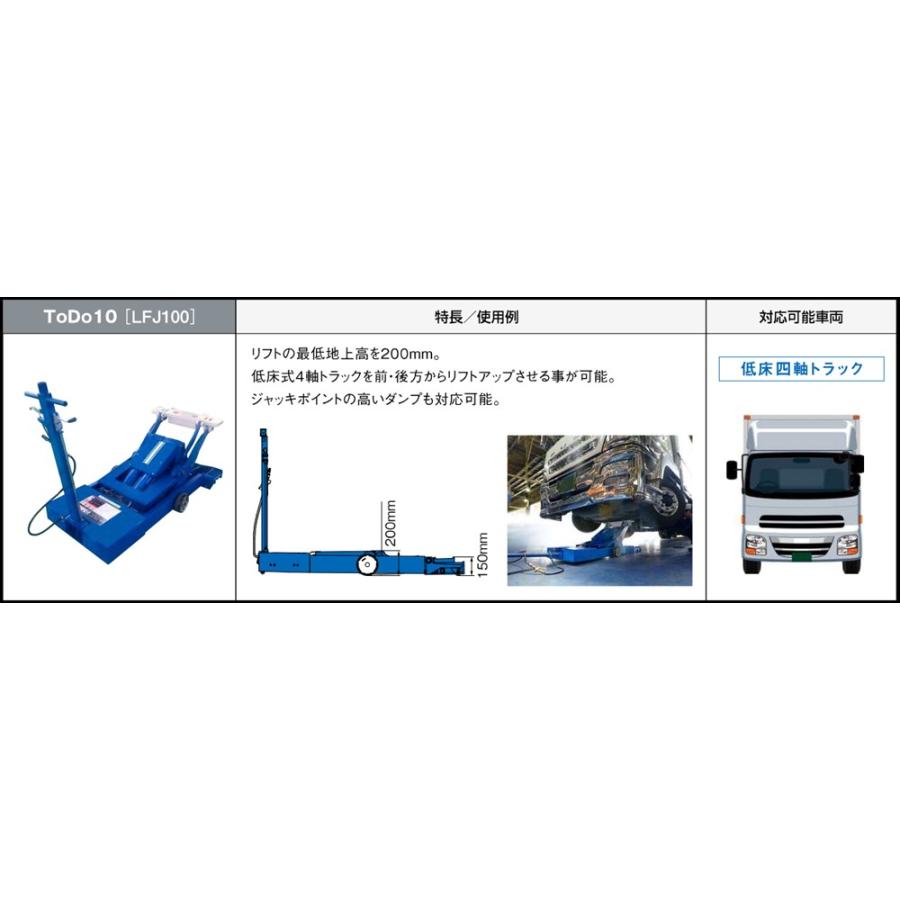 ビシャモン 大型車用移動式リフト ToDo10シリーズ LFJ100 法人限定/車