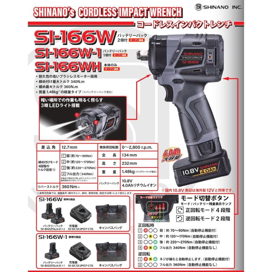 信濃機販（SHINANO） 12.7sq. 10.8V コードレスインパクトレンチ