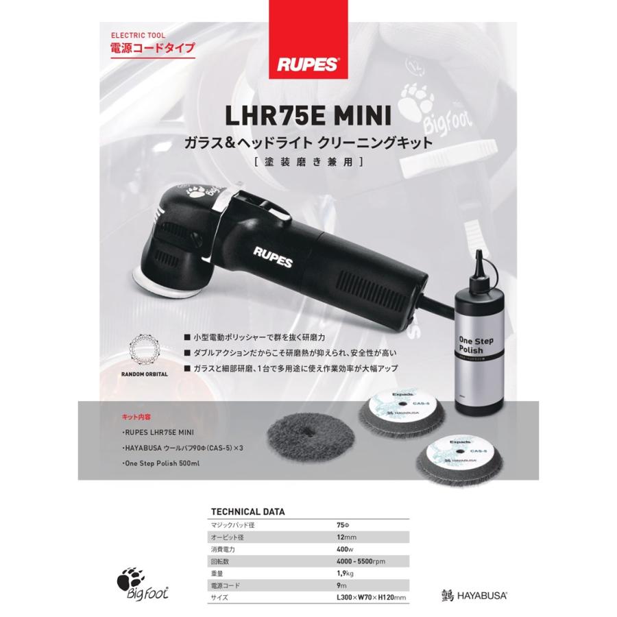 RUPES(ルペス) LHR75E-MINI-GHK ガラス＆ヘッドライトクリーニング