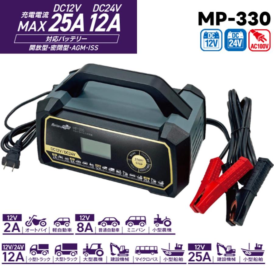 メルテック MP-330 全自動 ウルトラパルス バッテリー充電器 25A 12V