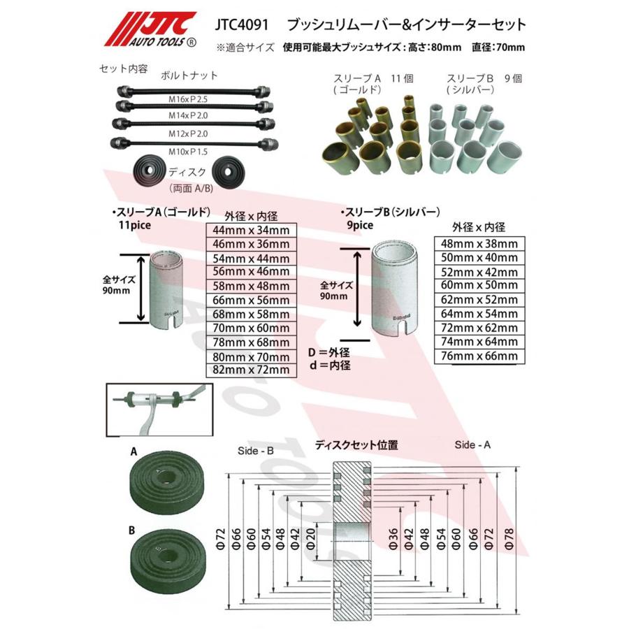 JTC JTC4091 ブッシュリムーバー＆インサーターセット メーカー直送