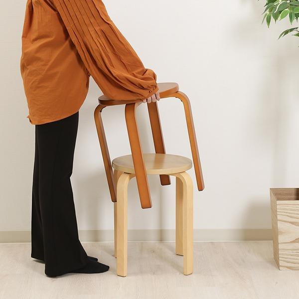 21/S6 木製曲脚イス ブラウン 丸 6個セット W330×D330×H440 木製