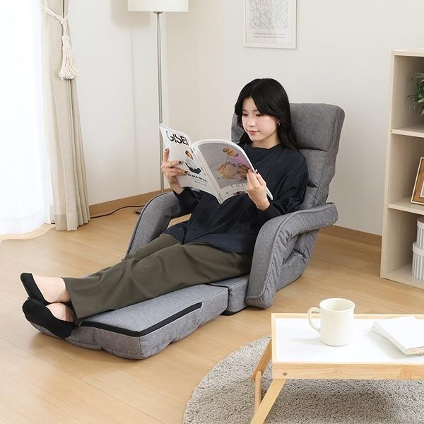 PUレザー座椅子 4WAY調整可能　ソファ 4WAY座椅子 グレー W670×D580〜1660×H700 フロアソファ ソファ 座椅子