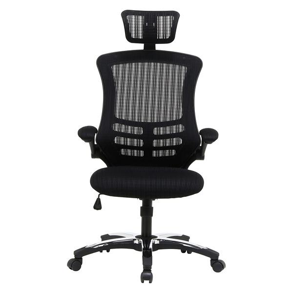 マスターIII アームアップチェア ブラック W660×D735×H1170〜1290 キャスター付き 高さ調整可能 ヘッドレスト 不二貿易 オフィス家具 法人様限定_2