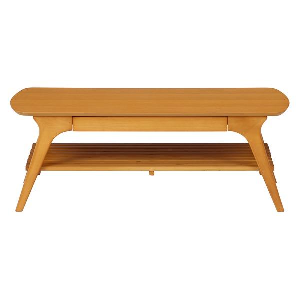 引出し付きセンターテーブル ナチュラル W1100×D500×H400 天然木