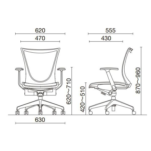 日本製 AMITTO 肘付タイプ メッシュチェア [ノーリツイス] 事務椅子 