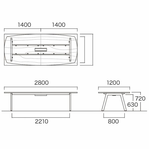 会議テーブル 角型 幅2800×奥行1200×高さ720mm スタンダードタイプ BL-2812K ミーティングテーブル エグゼクティブテーブル NISHIKI ニシキ工業の画像