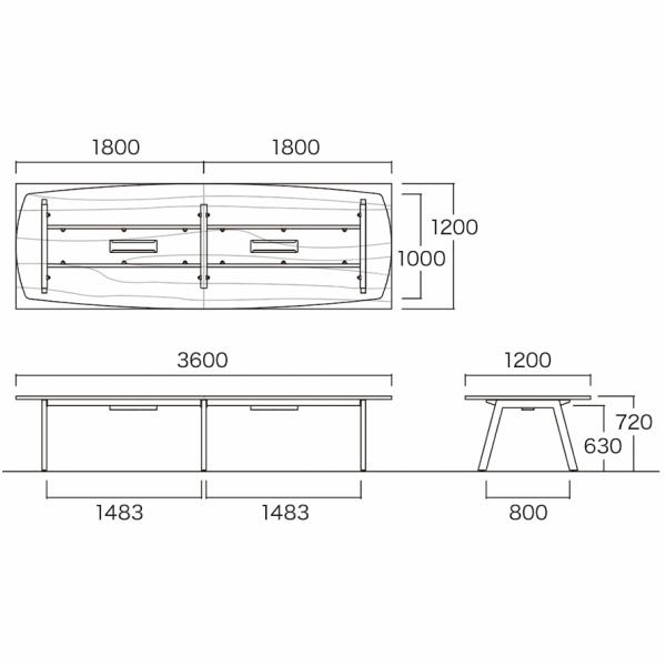 会議テーブル 角型 幅3600×奥行1200×高さ720mm スタンダードタイプ BL-3612K ミーティングテーブル エグゼクティブテーブル NISHIKI ニシキ工業_3