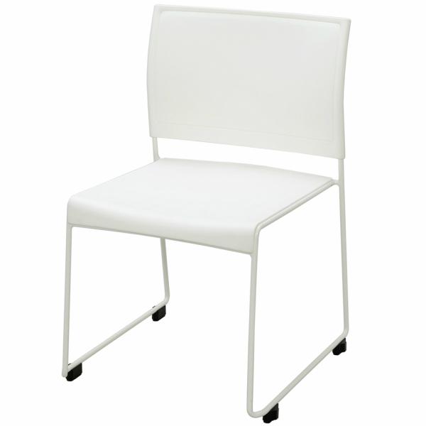 通販 ループ脚チェア BONUM ホワイト(1脚) 樹脂製 BONUM-WHITE 会議室 会議椅子 スタッキング収納 横連結 集会所 スタッキングチェア オフィス家具 会議、ミーティングチェア