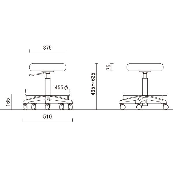 スツール 日本製 ハイタイプ リング付き CA-15R-Z CA-15RL-Z ノーリツ